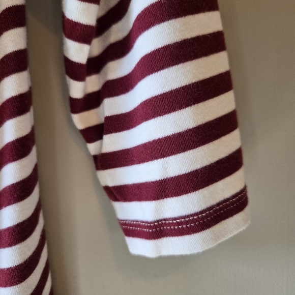 GAP Maroon and White Striped 3/4 Length Sleeve Top - Picture 5 of 5